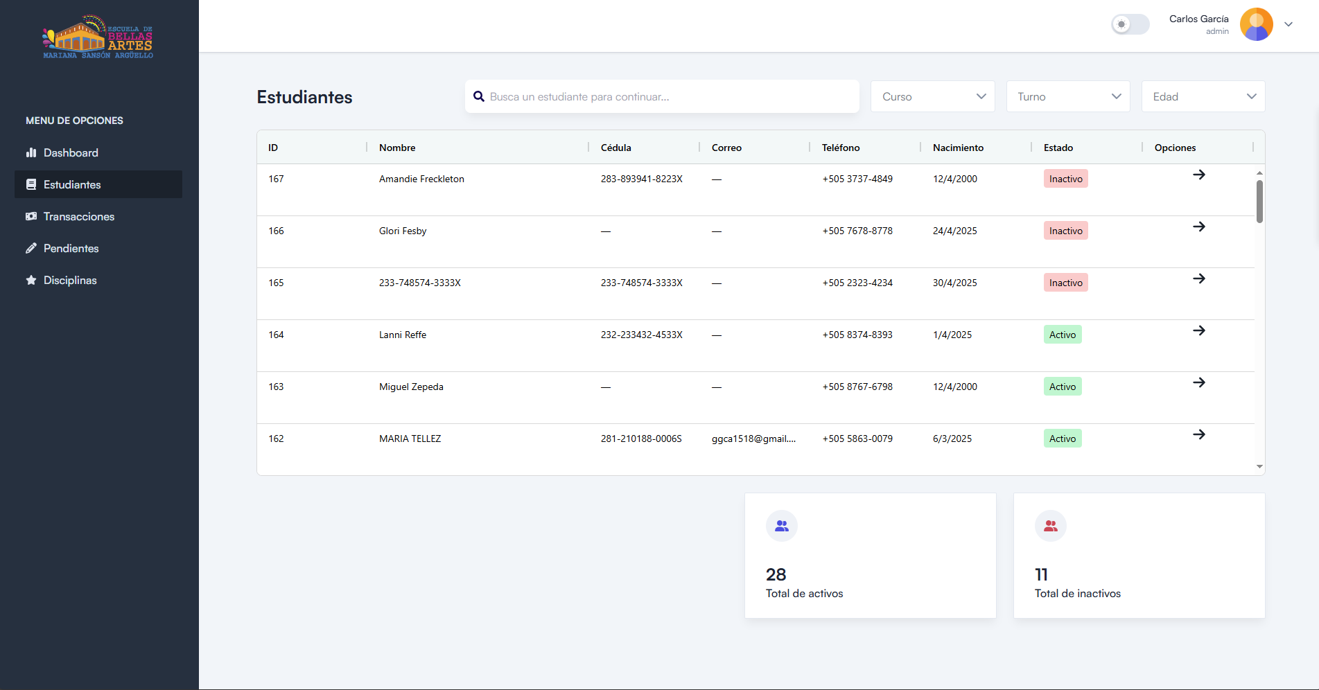 Registro estudiantes
